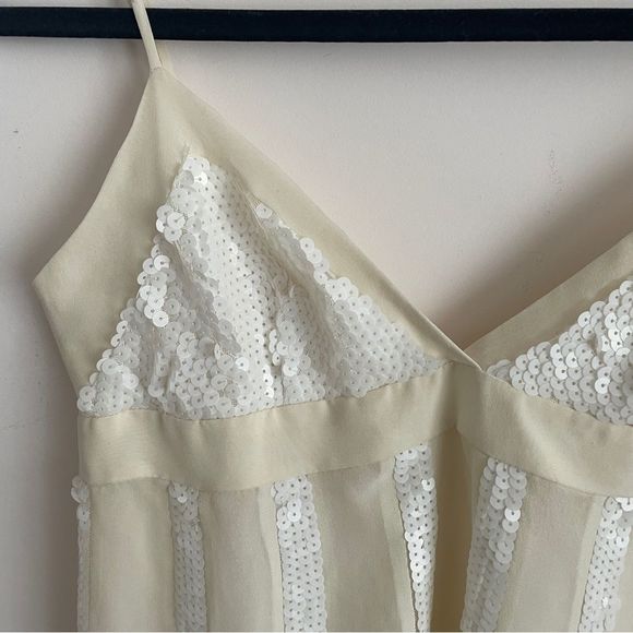 Vintage Y2K BCBG white babydoll silk sequin camisole - Picture 2 of 7